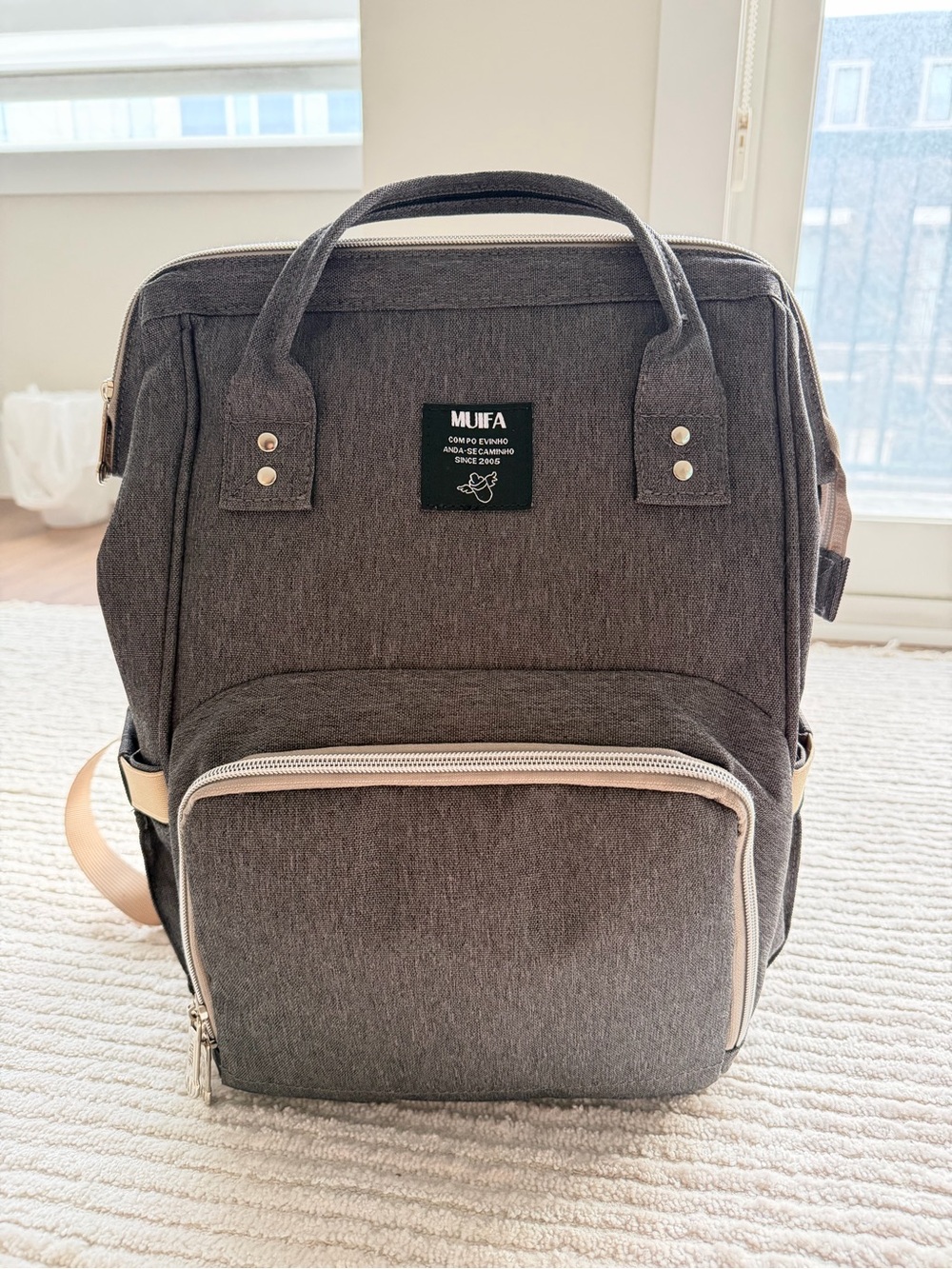 Gray Diaper Backpack (Used once)